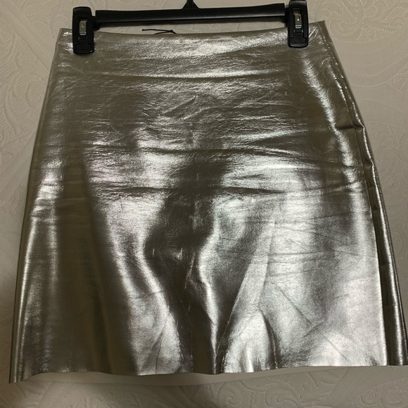 H&M Silver Metallic Skirt with Zipper - Picture 1 of 3